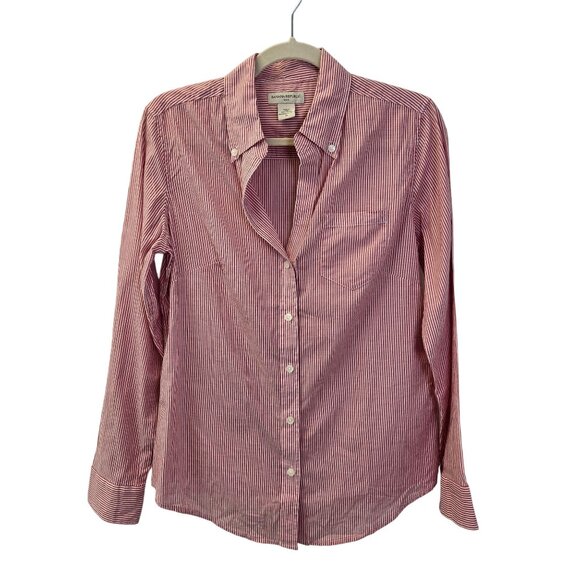 Banana Republic Factory Striped V-Neck Button Down Shirt Size Medium - Picture 1 of 6